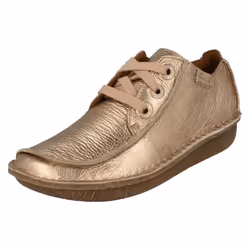 ) Ladies Clarks Comfortable Lace Up Flats Funny Dream - D Fit - UK 3, Rose (Gold