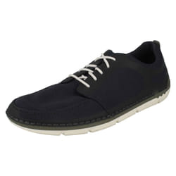 ) Mens Clarks Casual Lace Up Trainers Step Maro Sol - G Fit - UK 9, Navy (Blue