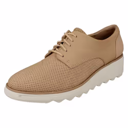 ) Ladies Clarks Casual Lace Up Trainers Sharon Crystal - D Fit - UK 8, Blush (Beige