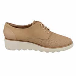 ) Ladies Clarks Casual Lace Up Trainers Sharon Crystal - D Fit - UK 8, Blush (Beige