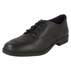 Girls Clarks Lace Up School Shoes Sami Walk - F Fit - UK 11.5 Child, Black