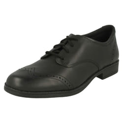 Girls Clarks Lace Up School Shoes Sami Walk - F Fit - UK 11.5 Child, Black