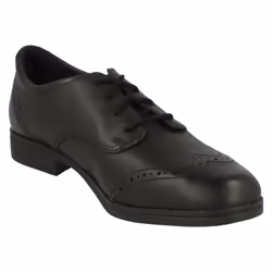 Girls Clarks Lace Up School Shoes Sami Walk - F Fit - UK 11.5 Child, Black