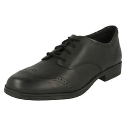 Girls Clarks Lace Up School Shoes Sami Walk - G Fit - UK 11.5 Child, Black