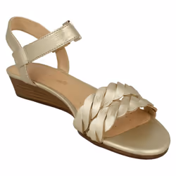 ) Ladies Clarks Wedge Heeled Sandals Mena Blossom - D Fit - UK 3.5, Champagne (Gold