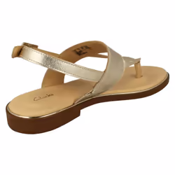 ) Ladies Clarks Stylish Toe Post Sandals Ellis Opal - D Fit - UK 3.5, Champagne (Gold