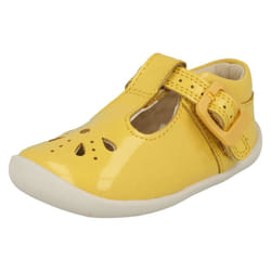 Girls Clarks Cut Out Detailed Pre-Walking Shoes Roamer Star - F Fit - UK 4.5 Infant, Yellow