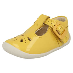 Girls Clarks Cut Out Detailed Pre-Walking Shoes Roamer Star - G Fit - UK 2 Infant, Yellow
