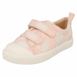 Childrens Boys Girls Clarks Pattern Detailed Canvas Shoes City Flare Lo T - F Fit - UK 9.5 Child, Pink