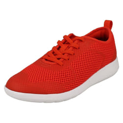 Childrens Boys Girls Clarks Lace Up Trainers Scape Soar K - G Fit - UK 11.5 Child, Orange