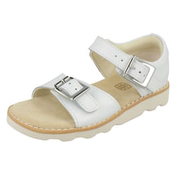 Girls Clarks Casual Summer Sandals Crown Bloom T - F Fit - UK 4.5 Infant, White