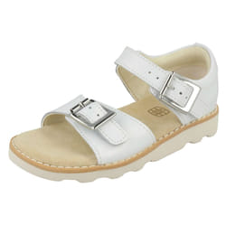 Girls Clarks Casual Summer Sandals Crown Bloom T - G Fit - UK 7 Infant, White