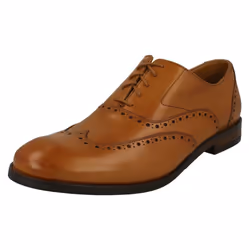 ) Mens Clarks Brogue Detailed Lace Up Shoes Edward Walk - G Fit - UK 7, Tan (Brown