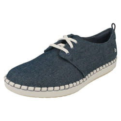 ) Ladies Clarks Casual Lace Up Trainers Step Glow Lace - D Fit - UK 3, Denim (Blue