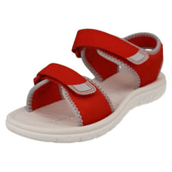 ) Childrens Boys Girls Clarks Light Weight Sandals Surfing Tide - G Fit - UK 6 Infant, Orange (Red