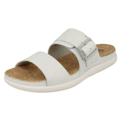 Ladies Clarks Cloudsteppers Mule Sandals Step June Tide - D Fit - UK 3, White