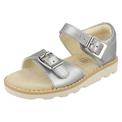 Girls Clarks Casual Summer Sandals Crown Bloom T - F Fit - UK 4 Infant, Silver