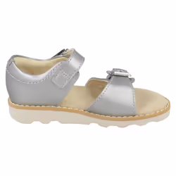 Girls Clarks Casual Summer Sandals Crown Bloom T - F Fit - UK 5 Infant, Silver