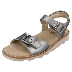 Girls Clarks Casual Summer Sandals Crown Bloom K - F Fit - UK 10.5 Child, Silver