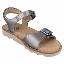 Girls Clarks Casual Summer Sandals Crown Bloom K - F Fit - UK 10.5 Child, Silver
