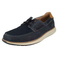 ) Mens Clarks Unstructured Deck Shoes Un Pilot Lace - G Fit - UK 6, Navy (Blue