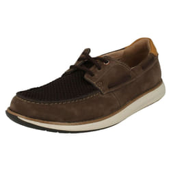 Mens Clarks Unstructured Deck Shoes Un Pilot Lace - G Fit - UK 8, Brown