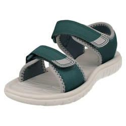 ) Childrens Boys Girls Clarks Light Weight Sandals Surfing Tide - F Fit - UK 4 Infant, Teal (Green