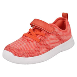 ) Childrens Boys Girls Clarks Casual Trainers Ath Flux T - F Fit - UK 4 Infant, Coral (Orange