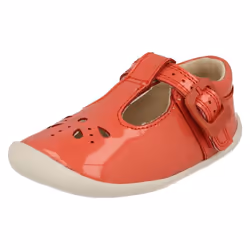 ) Girls Clarks Cut Out Detailed Pre-Walking Shoes Roamer Star - G Fit - UK 2 Infant, Coral (Orange