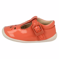 ) Girls Clarks Cut Out Detailed Pre-Walking Shoes Roamer Star - G Fit - UK 2 Infant, Coral (Orange