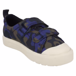 ) Childrens Boys Girls Clarks Pattern Detailed Canvas Shoes City Flare Lo T - F Fit - UK 4 Infant, Navy (Blue