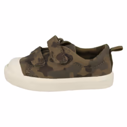 ) Childrens Boys Girls Clarks Pattern Detailed Canvas Shoes City Flare Lo T - F Fit - UK 4 Infant, Olive (Green