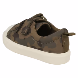 ) Childrens Boys Girls Clarks Pattern Detailed Canvas Shoes City Flare Lo T - F Fit - UK 4 Infant, Olive (Green