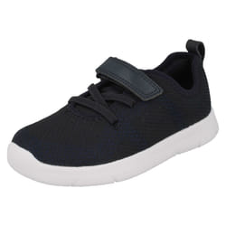 ) Childrens Boys Girls Clarks Casual Trainers Ath Flux T - F Fit - UK 4 Infant, Navy (Blue
