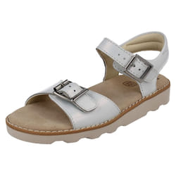 Girls Clarks Casual Summer Sandals Crown Bloom K - F Fit - UK 10.5 Child, White