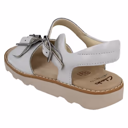 Girls Clarks Casual Summer Sandals Crown Bloom K - F Fit - UK 10.5 Child, White