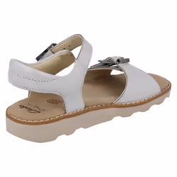 Girls Clarks Casual Summer Sandals Crown Bloom K - F Fit - UK 10.5 Child, White