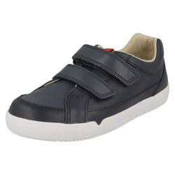 ) Boys Clarks Casual Hook And Loop Fastening Shoes Emery Walk K - F Fit - UK 11.5 Child, Navy (Blue