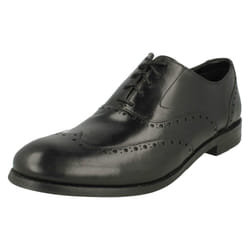 Mens Clarks Brogue Detailed Lace Up Shoes Edward Walk - G Fit - UK 8, Black