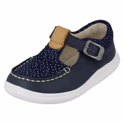 Girls Clarks Polka Dot Detailed T-Bar Shoes Cloud Rosa T - G Fit - Navy, UK 9.5 Child