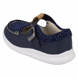 Girls Clarks Polka Dot Detailed T-Bar Shoes Cloud Rosa T - G Fit - Navy, UK 9.5 Child