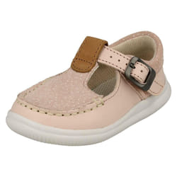 Girls Clarks Polka Dot Detailed T-Bar Shoes Cloud Rosa T - F Fit - UK 6.5 Infant, Pink