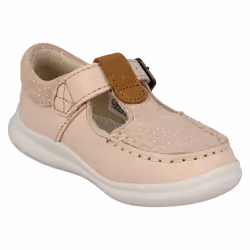 Girls Clarks Polka Dot Detailed T-Bar Shoes Cloud Rosa T - F Fit - UK 8.5 Child, Pink
