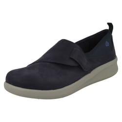 Ladies Clarks Casual Lace Up Shoes Sillian 2.0 Pace - D Fit - Navy, UK 4