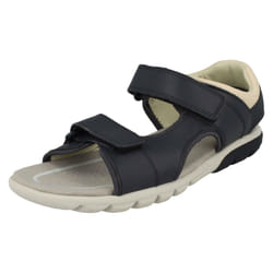 ) Boys Clarks Casual Strapped Sandals Rocco Wave - G Fit - UK 1 Child, Navy (Blue