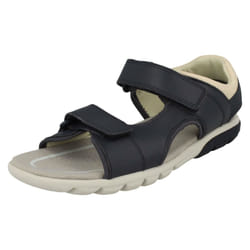 ) Boys Clarks Casual Strapped Sandals Rocco Wave - G Fit - UK 10.5 Child, Navy (Blue
