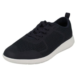 ) Childrens Boys Girls Clarks Lace Up Trainers Scape Soar K - F Fit - UK 10.5 Child, Navy (Blue