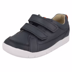 ) Boys Clarks Casual Hook & Loop Fastening Shoes Emery Walk T - F Fit - UK 4 Infant, Navy (Blue