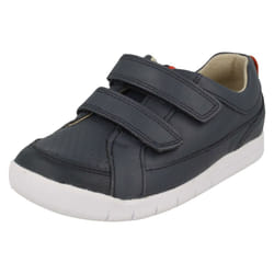 ) Boys Clarks Casual Hook & Loop Fastening Shoes Emery Walk T - F Fit - UK 4 Infant, Navy (Blue