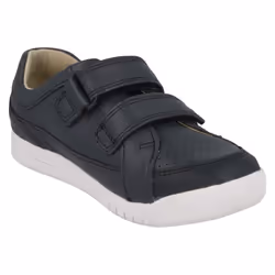 ) Boys Clarks Casual Hook & Loop Fastening Shoes Emery Walk T - F Fit - UK 4 Infant, Navy (Blue